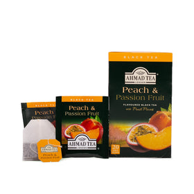 Close-up of Ahmad Tea peach and passion fruit aroma inviting a fragrant cup