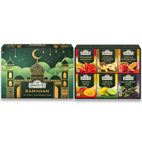 Display of six fruit flavors in labeled sachets for variety and gifting options.