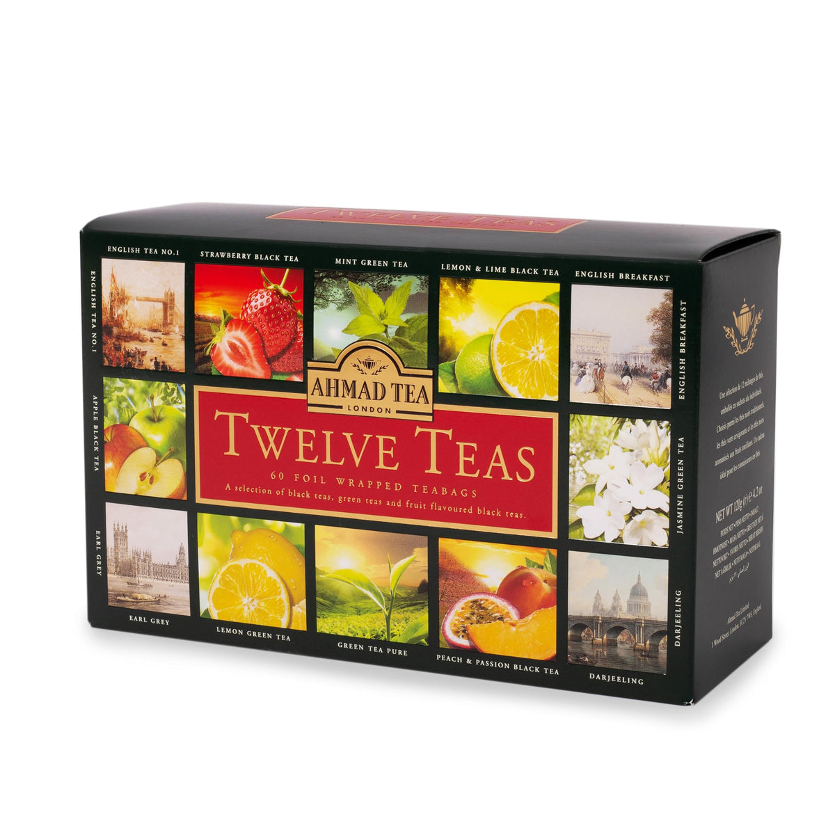 Ahmad Tea Twelve Teas assortment tea bags, perfect for at-home tasting sessions.