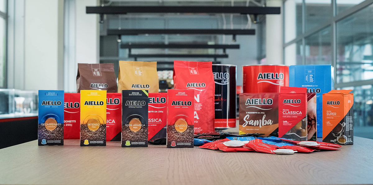 Aiello Caffe Southern Italy packaging reinforces origin and quality of the blend.