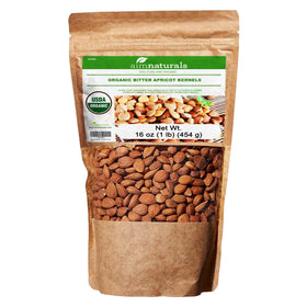 aimnaturals Bitter Apricot Kernels in a bottle, premium raw quality for culinary use.