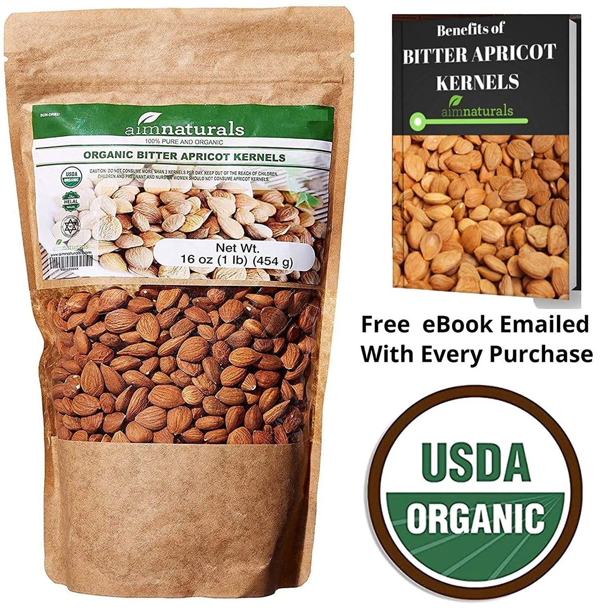 aimnaturals Sun-dried apricot kernels closeup highlights natural texture and color.