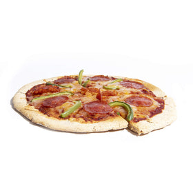 AiPeazy dough pressed into pan for fast, customizable flatbread crust.