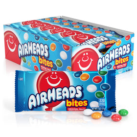 Airheads Bites assorted fruit flavors in a 2oz bag, crowd-pleasing snack.