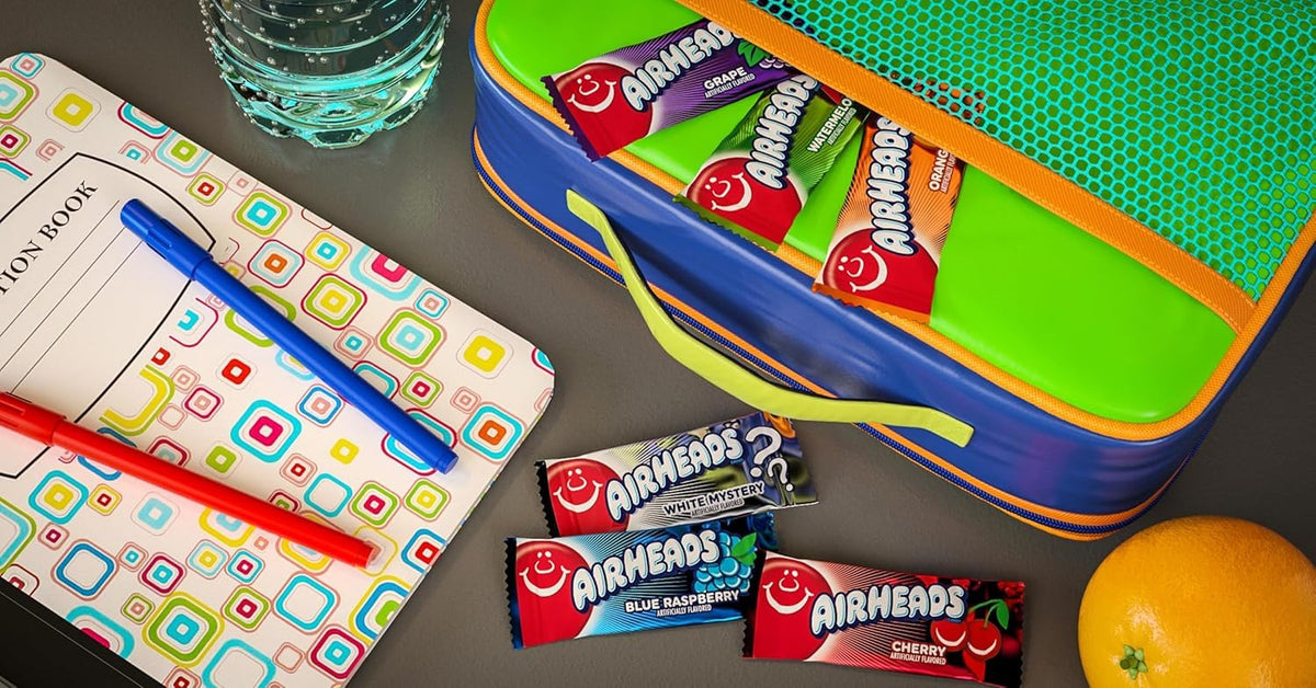 Airheads bulk-25lb-box-display, ready-to-sell snack for events and concessions.