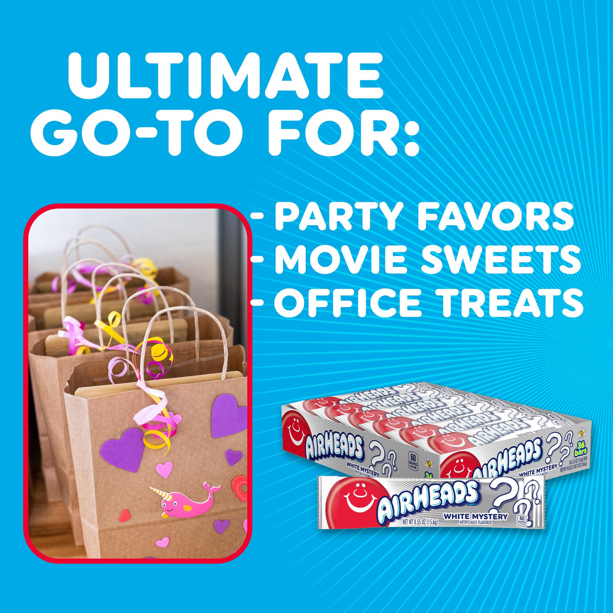 Airheads party favors and concessions setup for events.