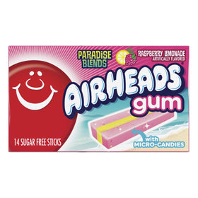 Airheads Raspberry Lemonade gum stick with micro-candies for a fruity, sugar-free chew.