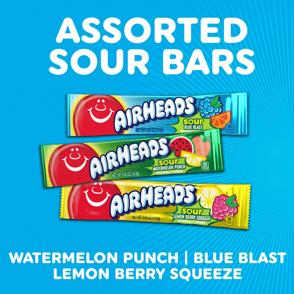 Airheads Sour Lemon Berry Squeeze bar with bright citrus tang for party favors