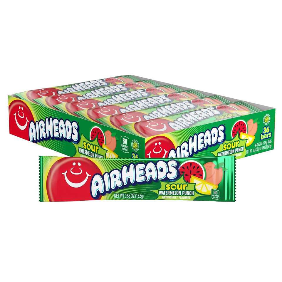 Airheads Sour Watermelon Punch bars showing tangy chewy candy ideal for sharing