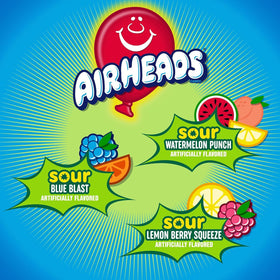 Airheads Sour Watermelon Punch chewy candy, bold tang and fruity sweetness.