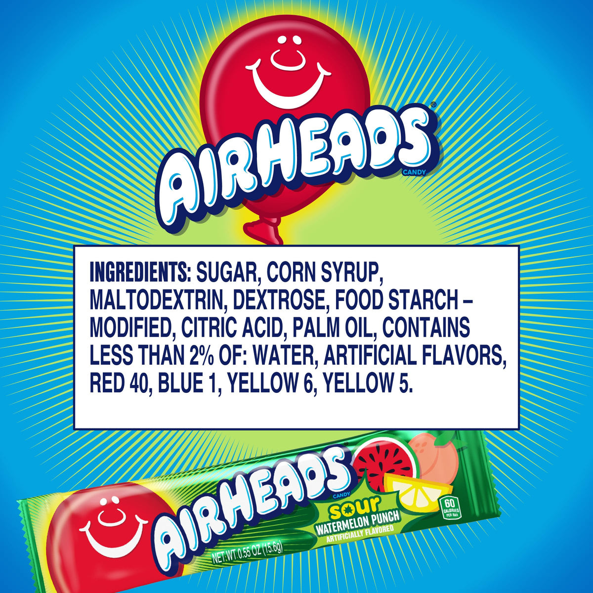 Airheads Sour Watermelon Punch candy ready for concessions and travel snacks