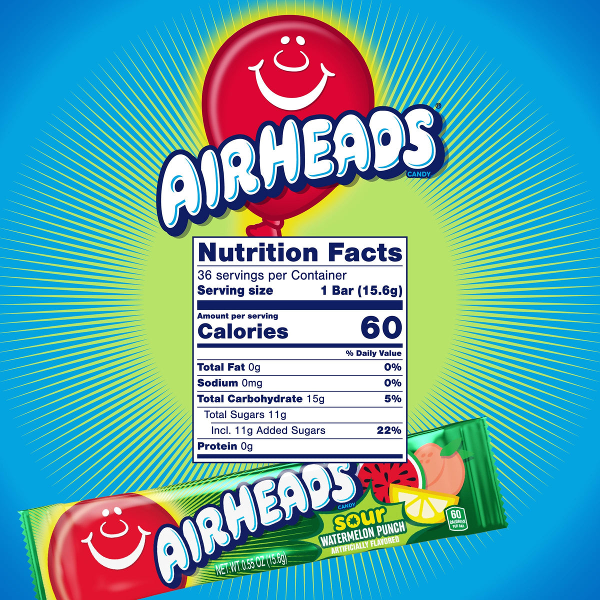 Airheads Sour Watermelon Punch packaging in bulk for concessions and events