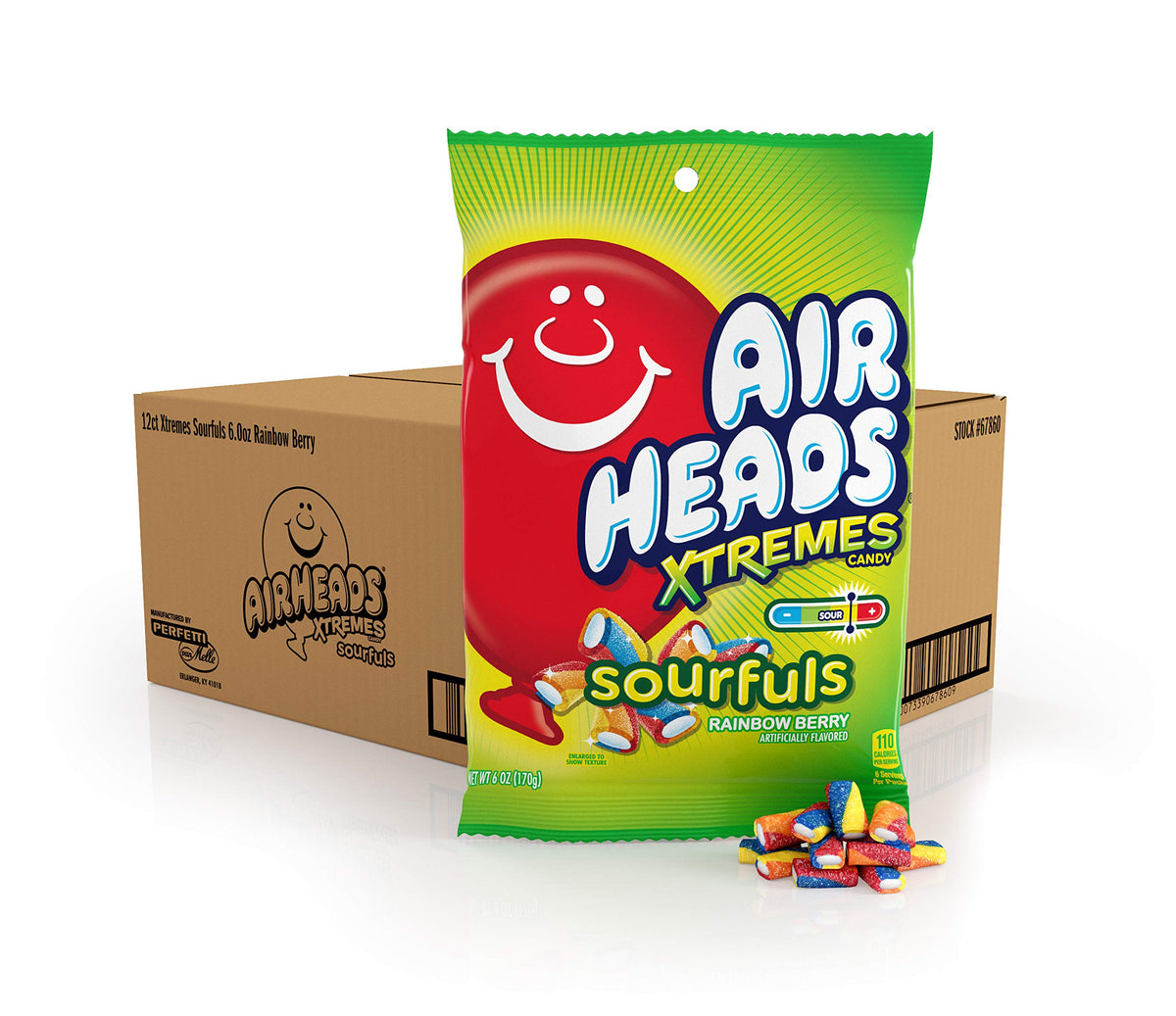 Airheads Sourfuls Rainbow Berry candy bag with tangy, chewy bites for sharing