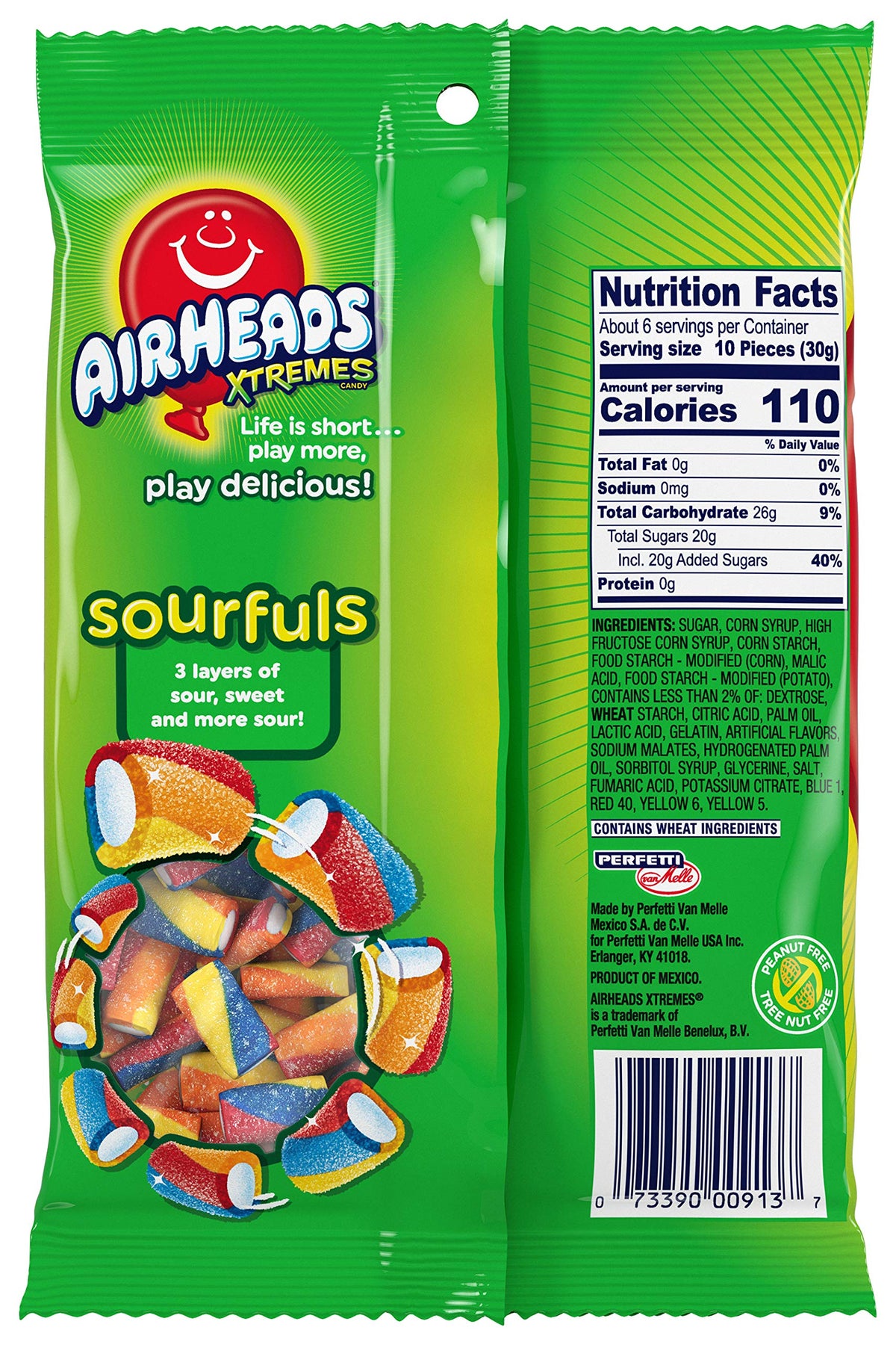 Rainbow Berry Airheads Sourfuls flavor close-up for berry lovers