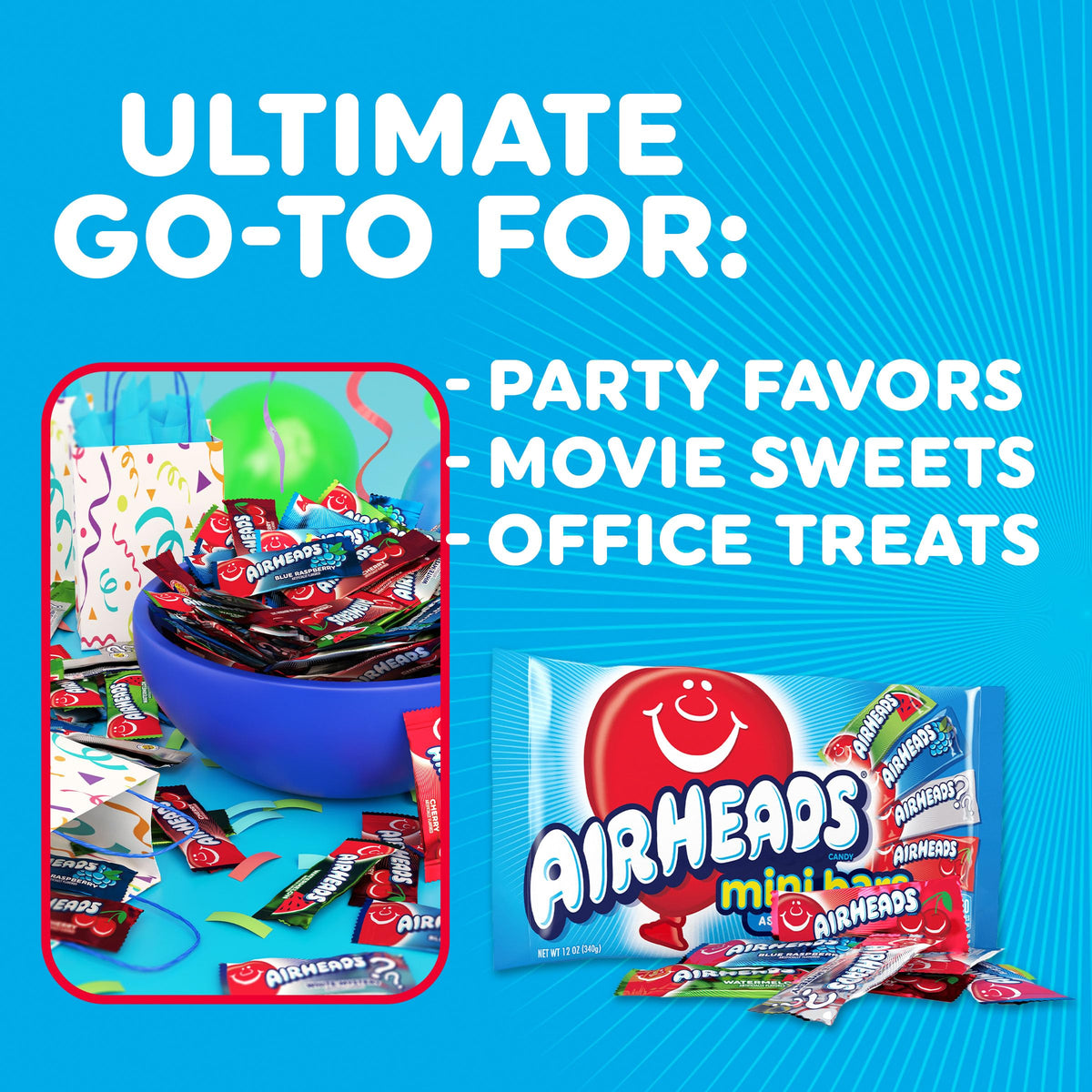 Airheads Watermelon mini bar delivers refreshing summertime taste.