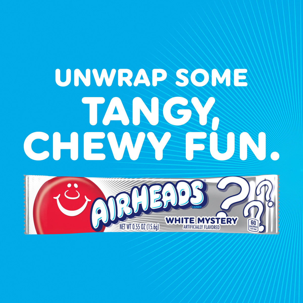 Close-up of Airheads White Mystery chewy texture and color.