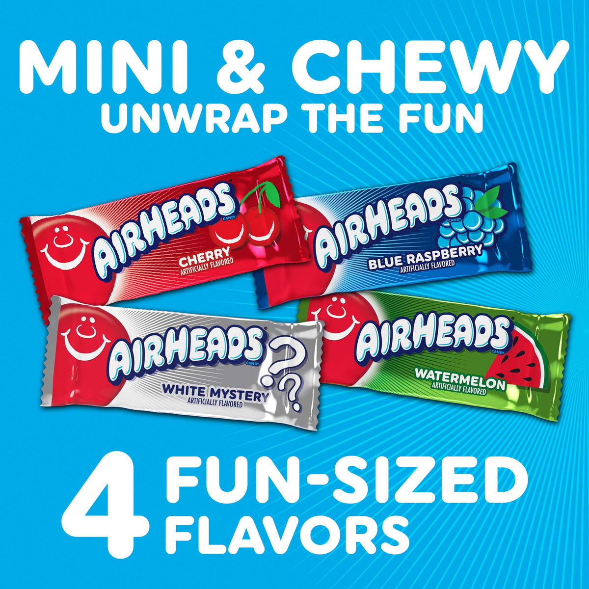 Airheads White Mystery mini bar offers a creamy, fruity chew.