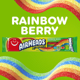 Airheads Xtremes Belts Rainbow Berry packaging highlighting bulk party favors