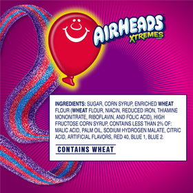 Airheads Xtremes Very Berry belts, snack-sized treats perfect for party favors and sharing.
