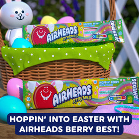 Close-up of Airheads Xtremes Hoppin Berry belt texture and chew.