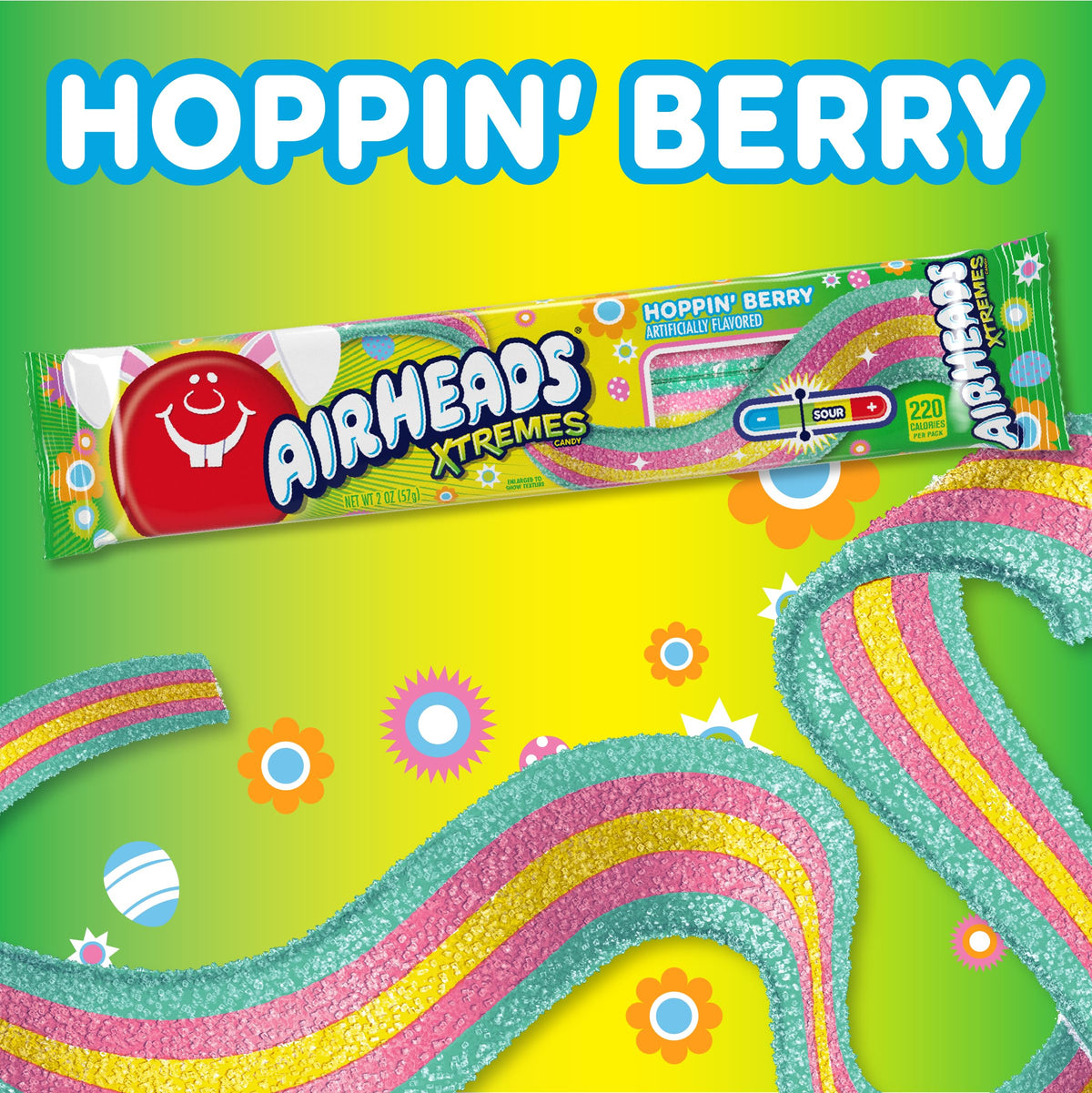 Airheads Xtremes Hoppin Berry Belts used as festive party favors.