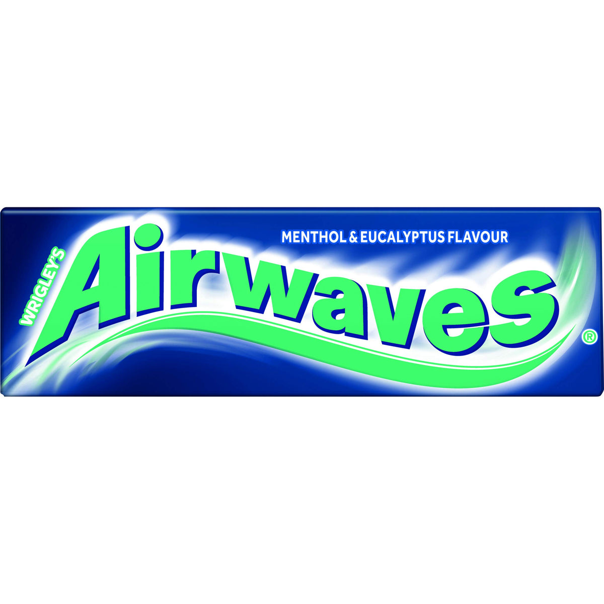 AirWaves Menthol & Eucalyptus gum label close-up showing ingredients and sugar-free formula