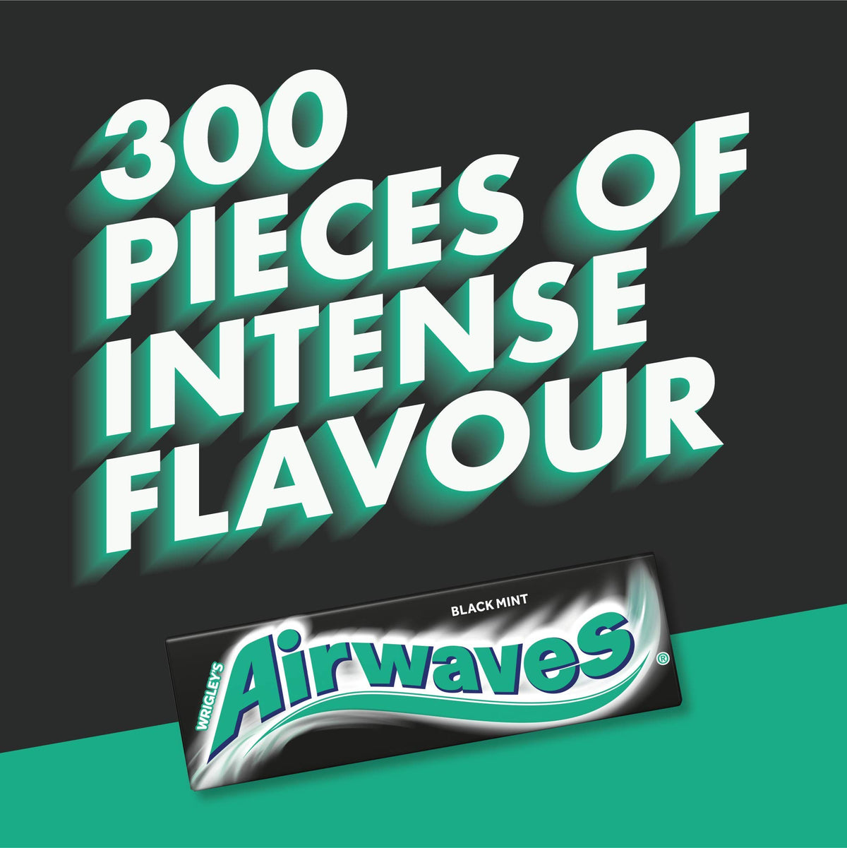 AirWaves Wrigley Black Mint gum with 10 pellets per pack for quick refresh.