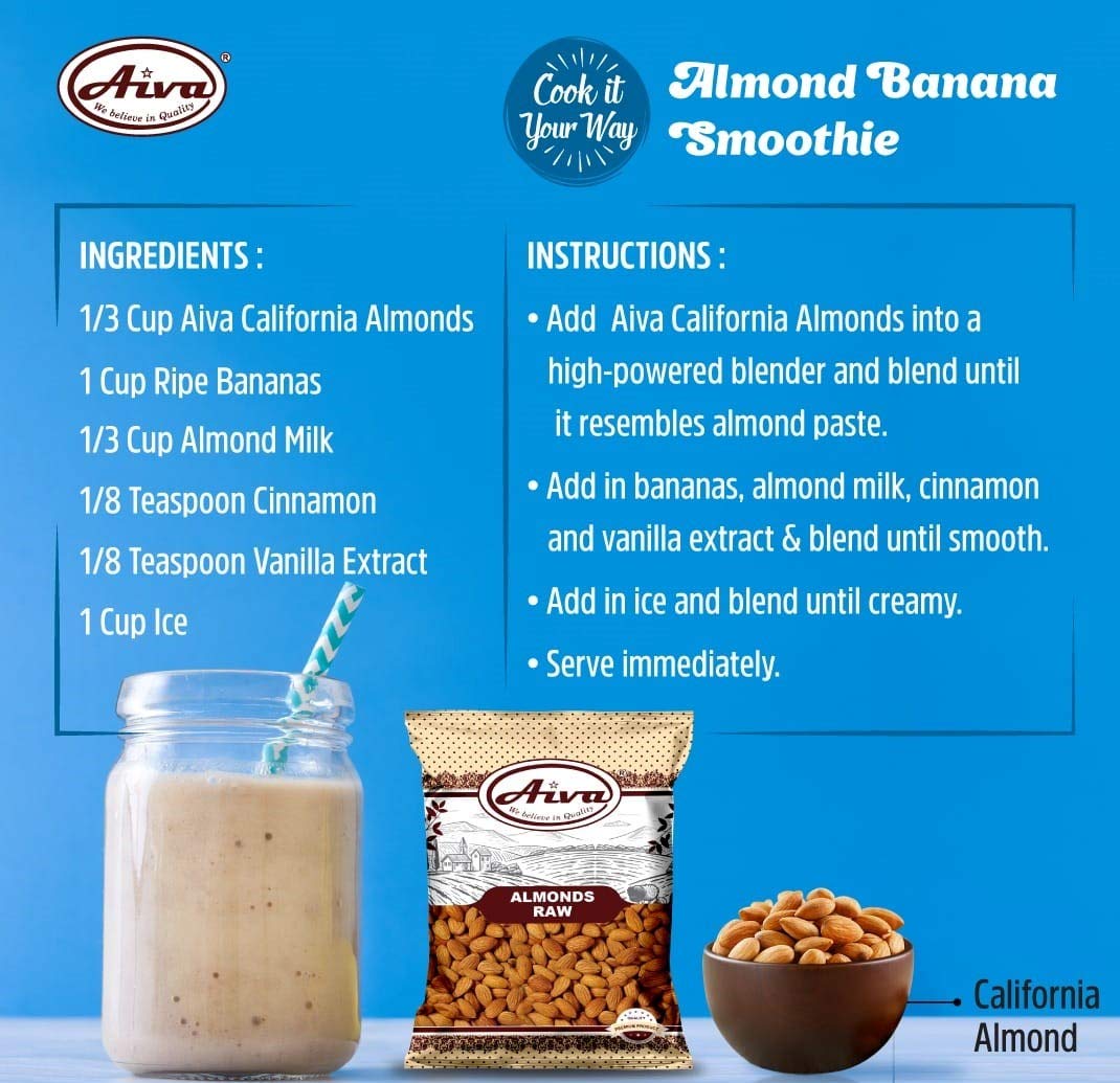 AIVA raw almonds as a wholesome snack for quick energy