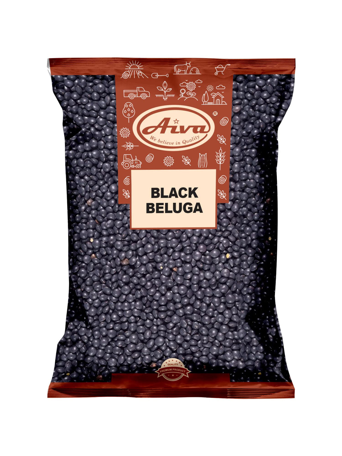 Aiva Beluga Lentils bag front for bulk pantry storage