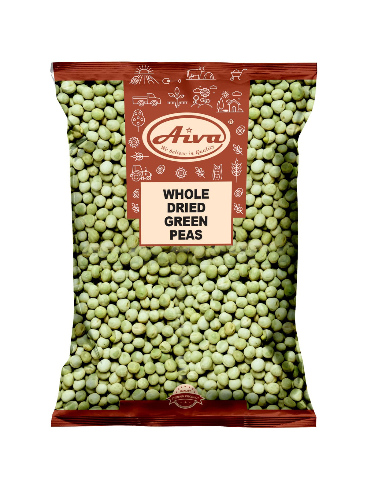 Aiva dried green peas whole pack for premium bulk purchase, ideal for soups and stews.