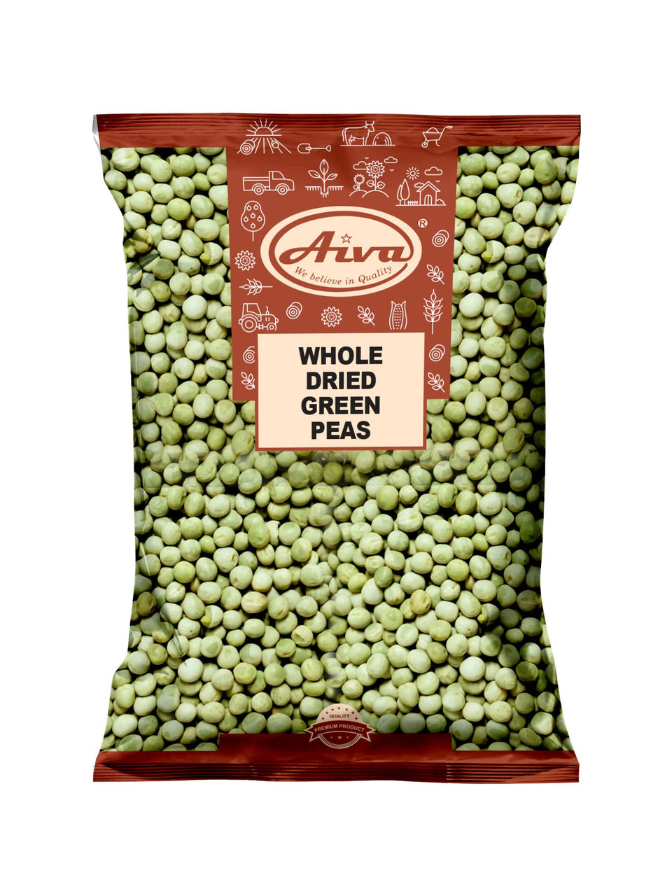 Aiva dried green peas whole pack for premium bulk purchase, ideal for soups and stews.