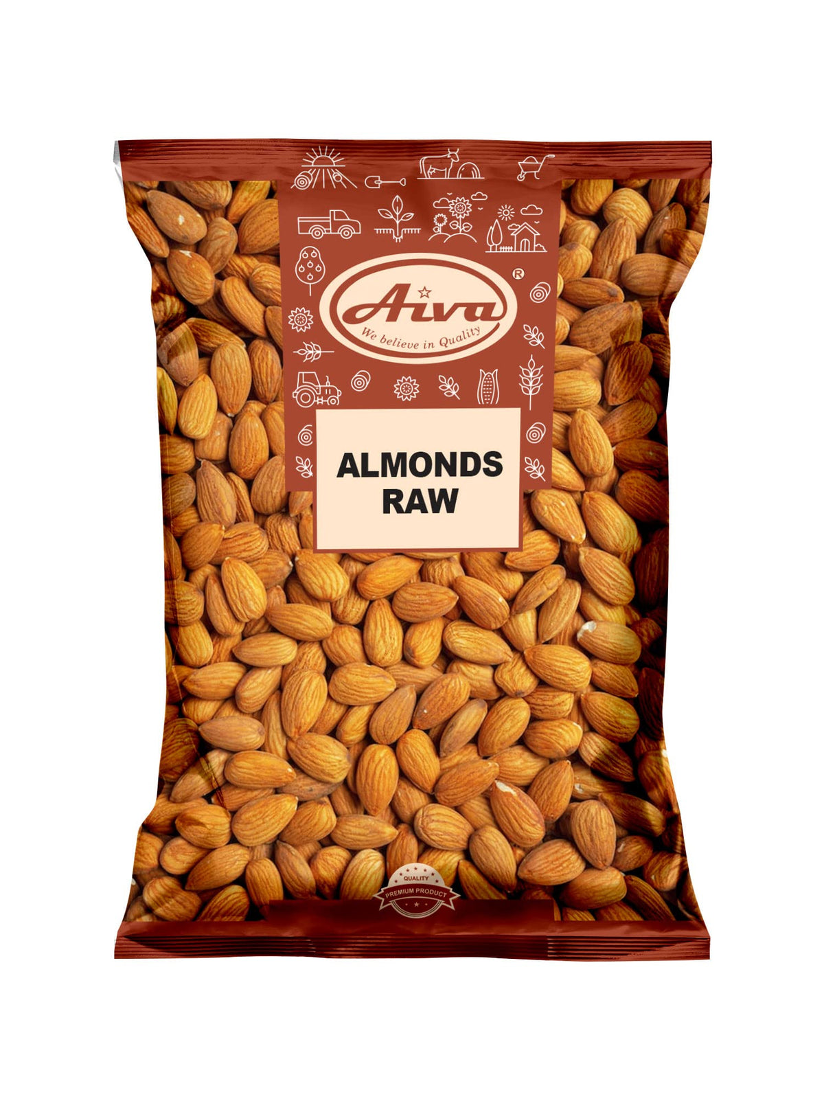AIVA natural whole raw almonds in 10 lb bulk pack for versatile meals