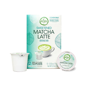 AIYA creamy matcha latte pod pack for quick single-serve brews.