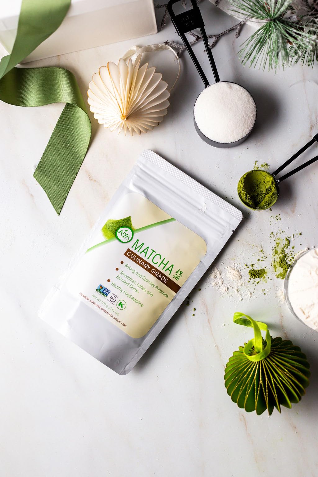 AIYA matcha latte served to showcase creamy daily ritual.