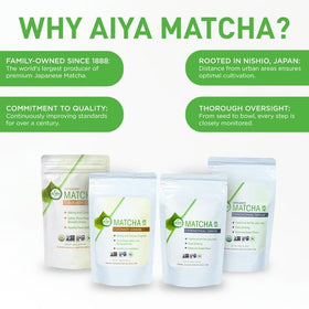 AIYA ceremonial-grade matcha ready for lattes or smoothies