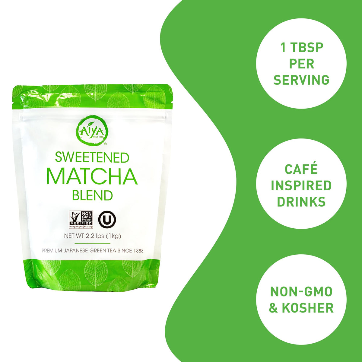 Cup of AIYA matcha latte showing vibrant green color and creamy texture.