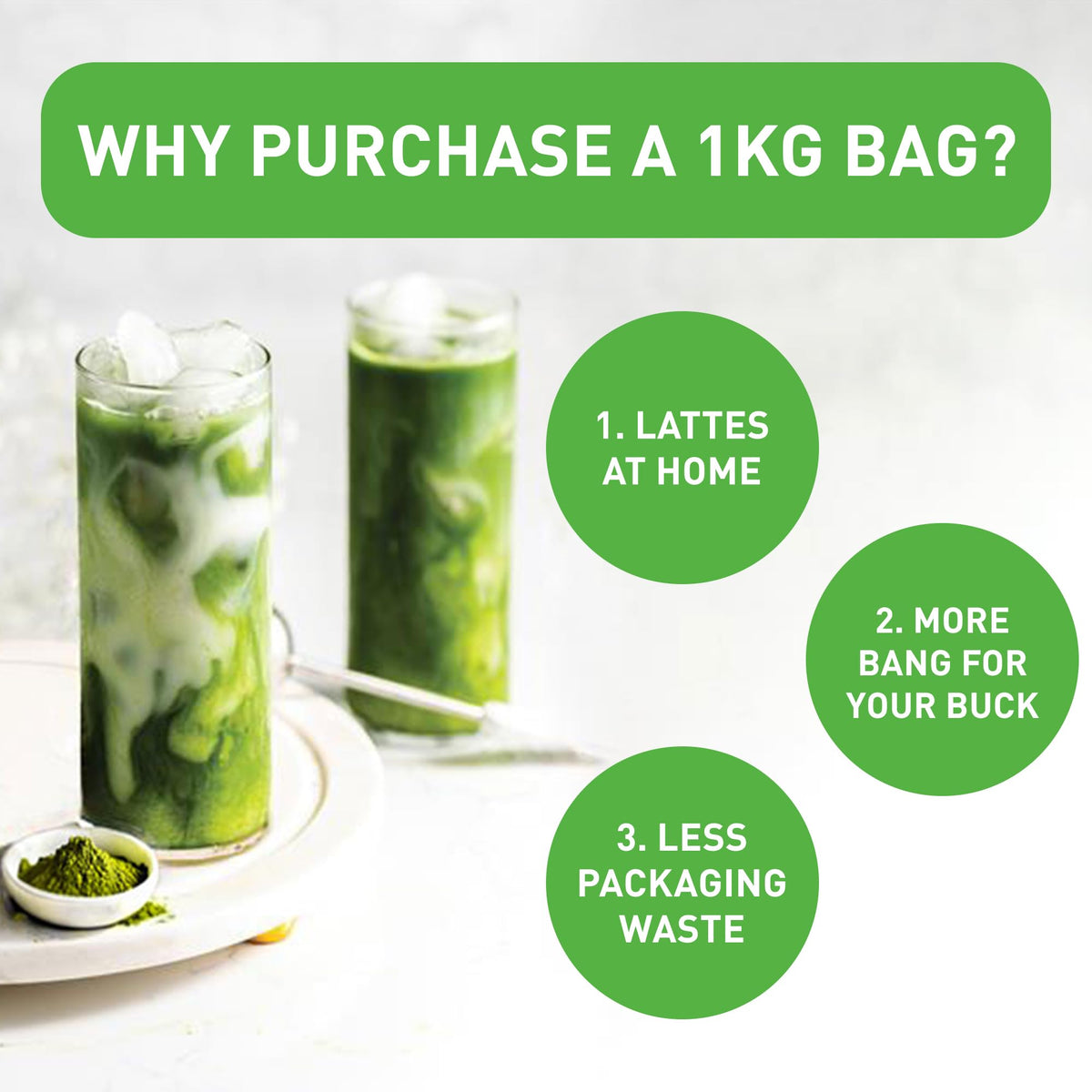 AIYA matcha powder whisked into a smoothie for antioxidant-rich refreshment.