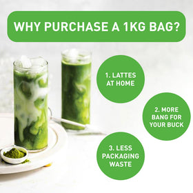 AIYA matcha powder whisked into a smoothie for antioxidant-rich refreshment.