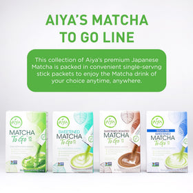 AIYA Matcha To Go travel packaging fits purse or bag for instant refreshment.
