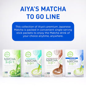 AIYA Sugar-Free Matcha To Go Stick single-serving sachet ideal for on-the-go boosts.