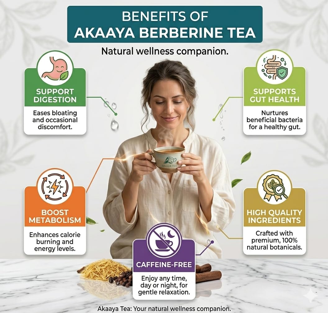 Cup of AKAAYA Berberine Tea ready in minutes for a relaxing break