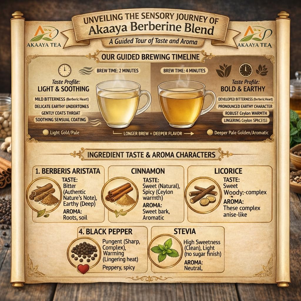 AKAAYA Berberine Tea aromas of licorice, cinnamon, and pepper enhance warmth