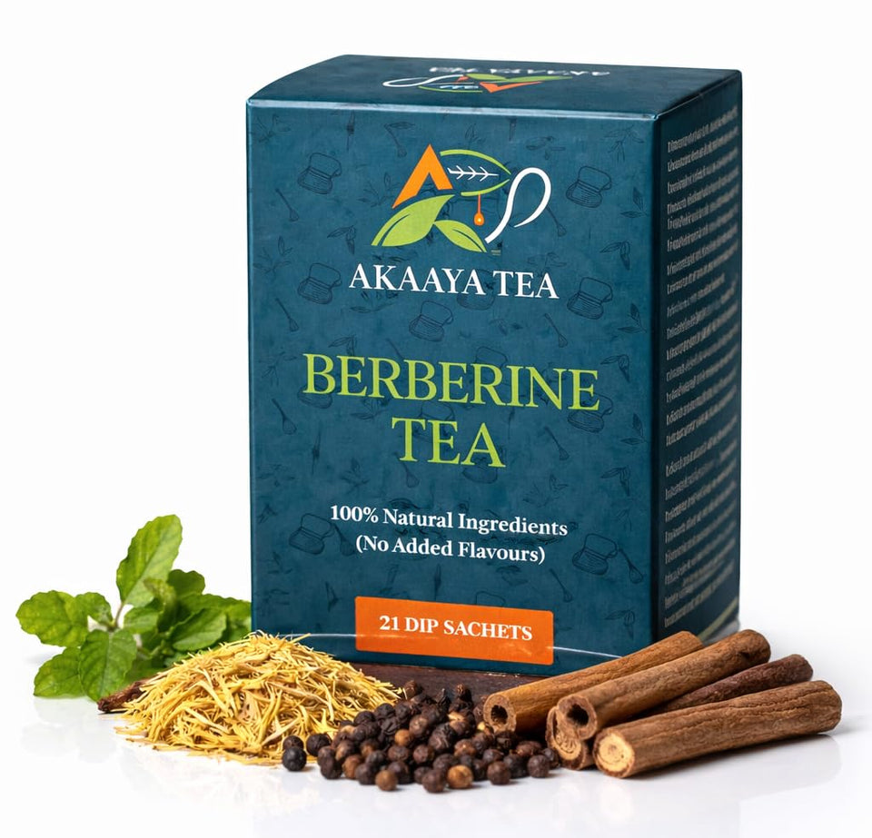 AKAAYA Berberine Tea box and sachets for caffeine-free daily ritual
