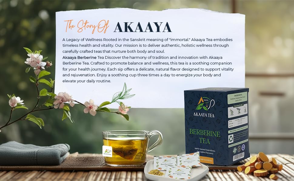 Serving moment ideal anytime during the day with AKAAYA Berberine Tea