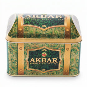 Akbar Royal Tea Treasure Box 250g shows elegant packaging for gifting and celebrations.