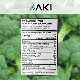 AKI broccoli sprout powder scoop for precise servings.