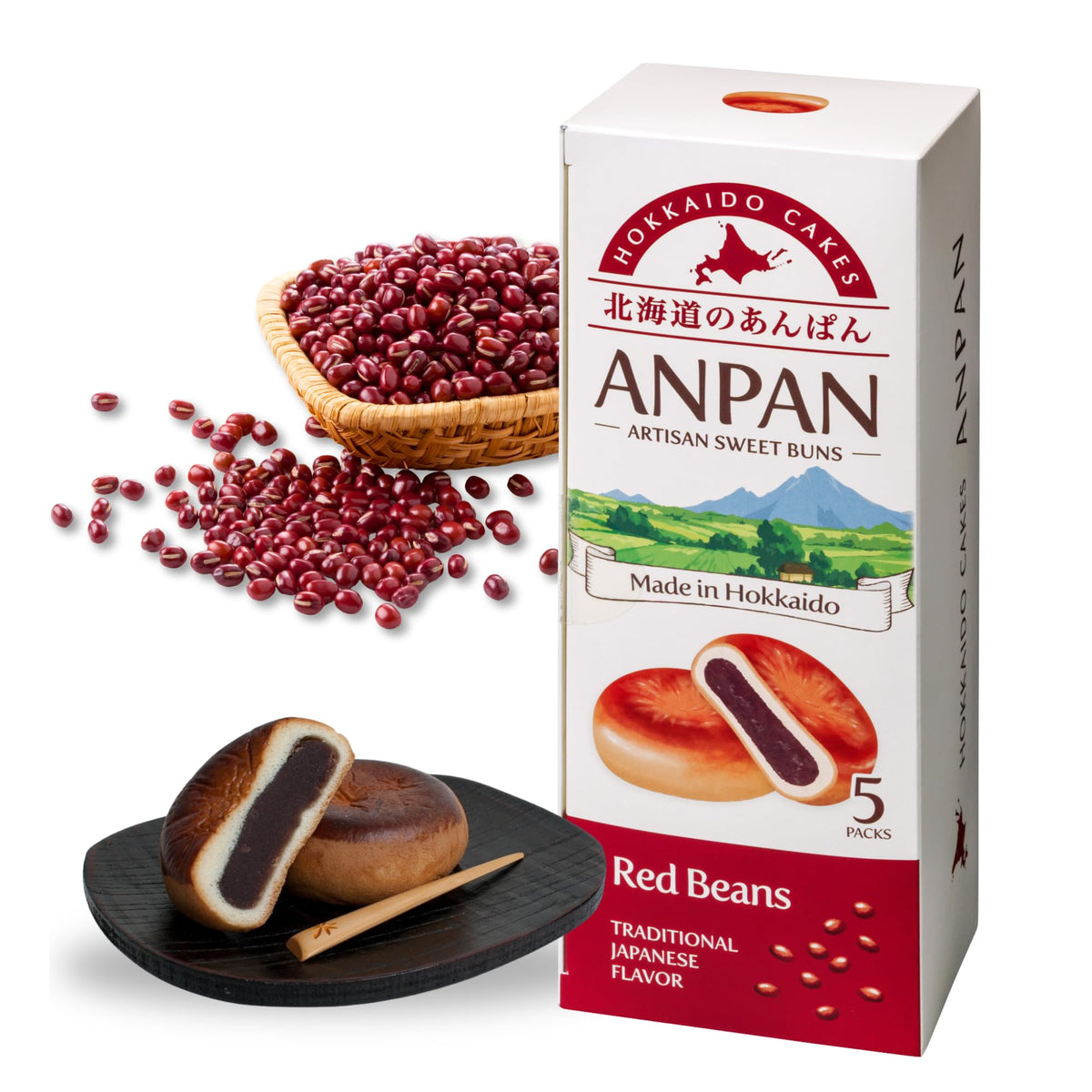 Aki Foods Japan Hokkaido adzuki beans highlight rich flavor for tea-time snacking.