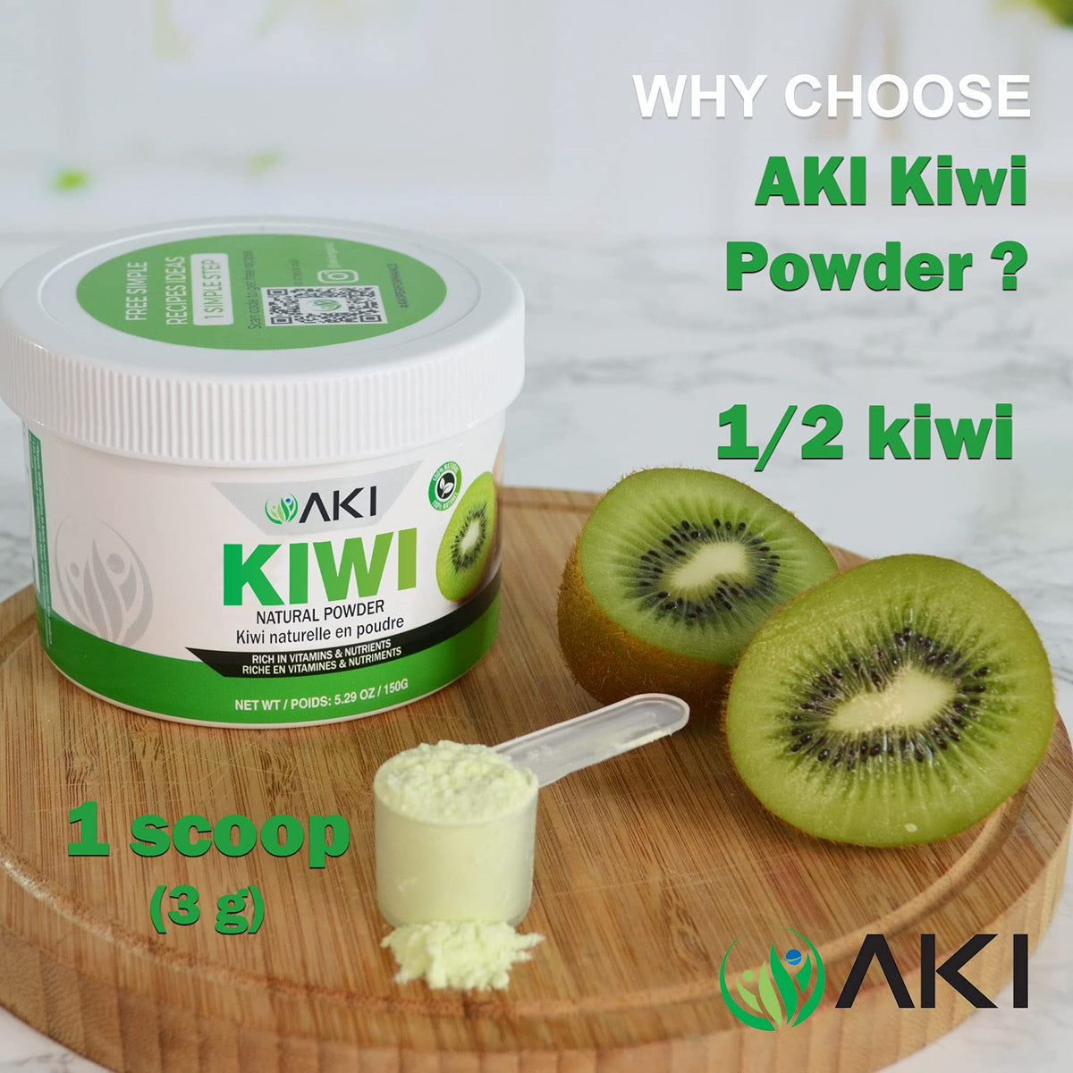 AKI ORGANIC Kiwi Powder glaze use adds color and kiwi aroma.