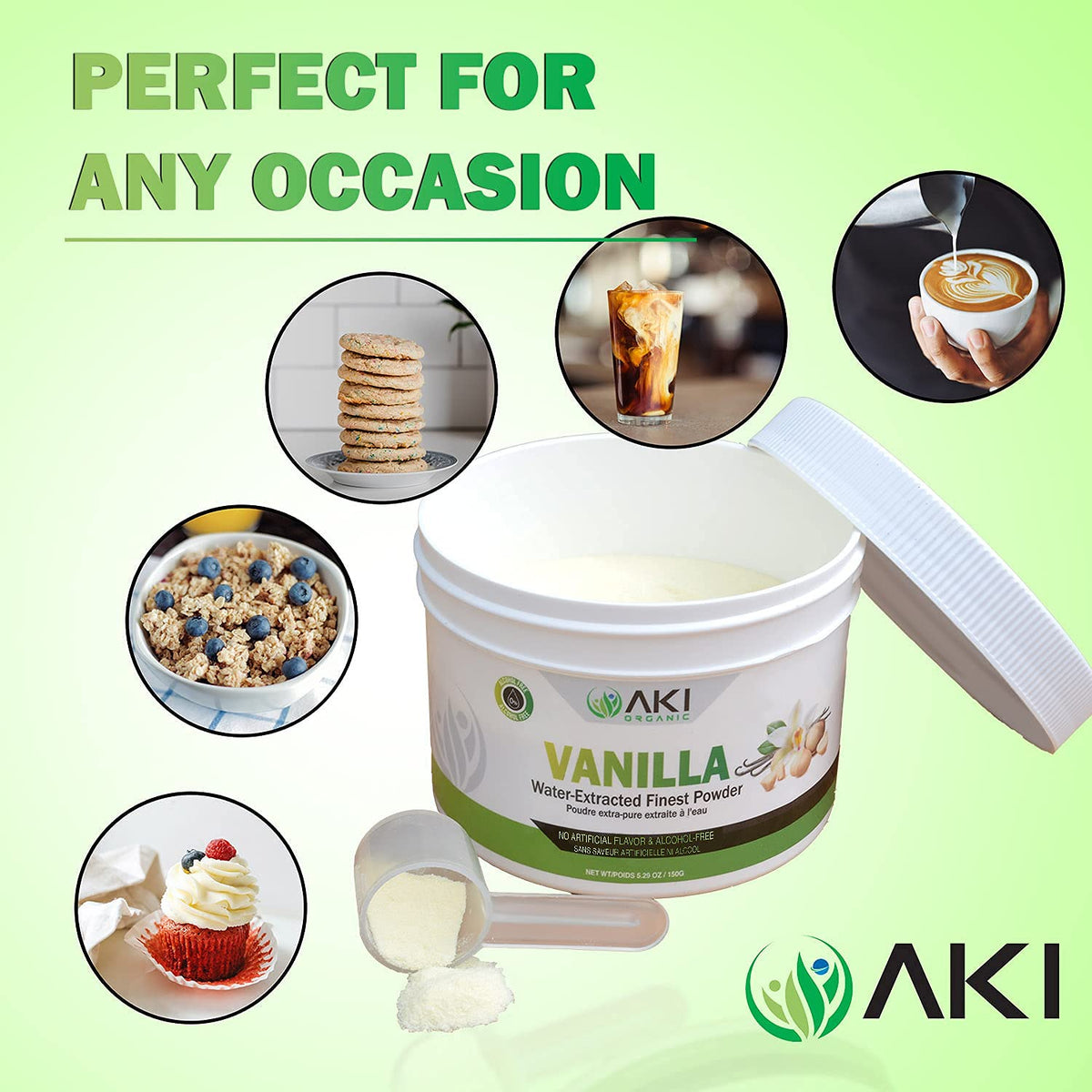 Vanilla powder spoon dispense for convenient measuring