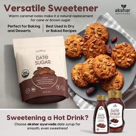 AKSHAR Ayurveda Date Sugar as a vegan, gluten-free sweetener in recipes.